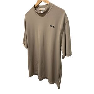 ILMIGLIORE BEIGE HIGH COLLAR EMBROIDERED LOGO SS MEN'S DRESS SHIRT SIZE XL